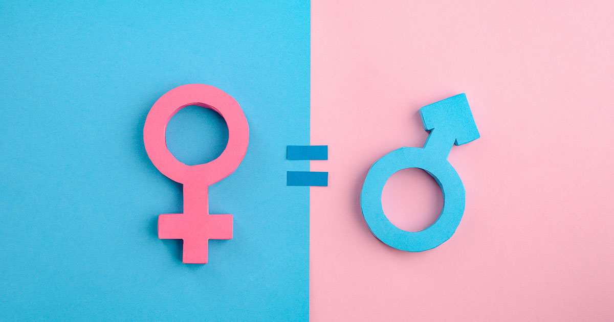 Ilustración en la que aparece el símbolo femenino igualado al masculino