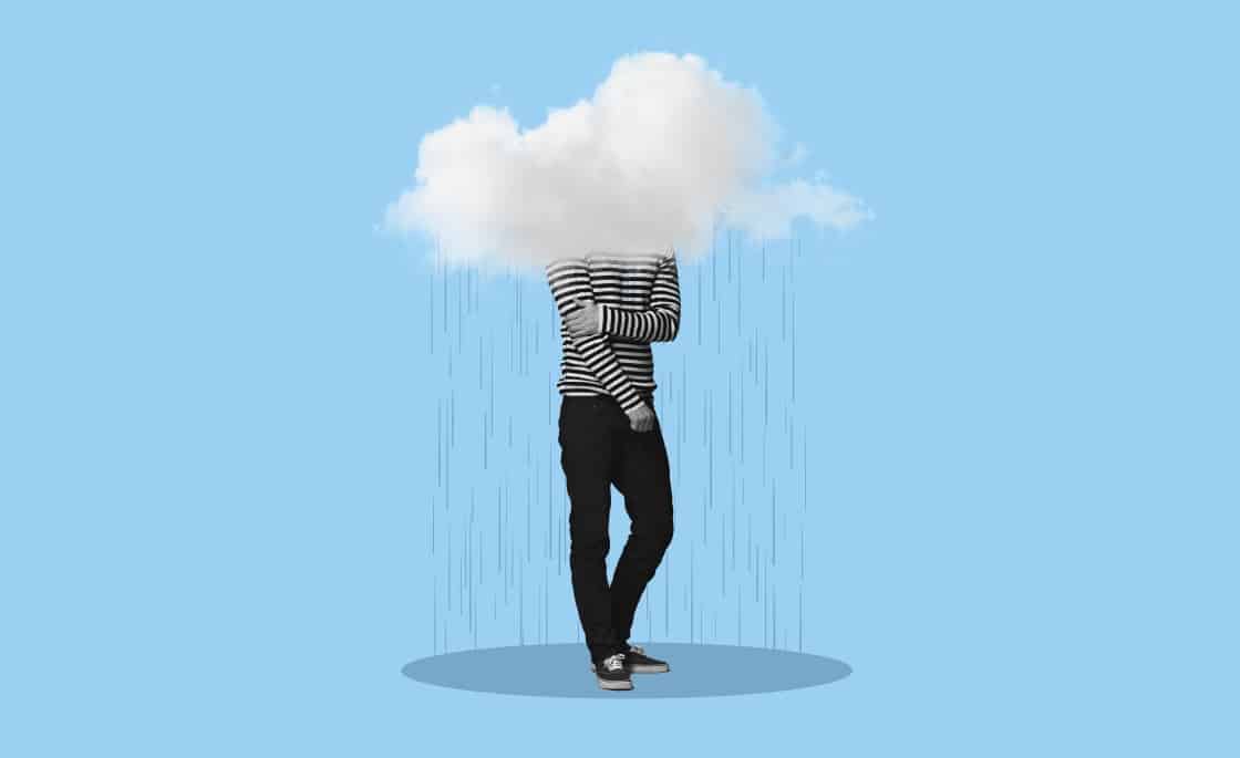 persona con nube en la cabeza